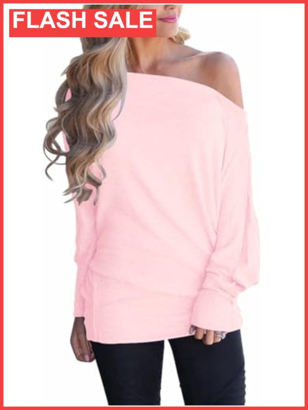 Off Shoulder Batwing Long Sleeve Tunic Top Oversized Pullover